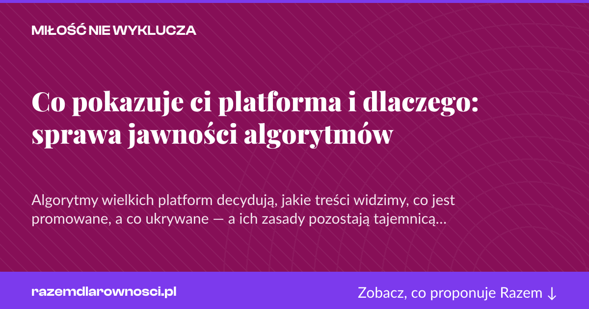 Karta social do udostępnienia: Co pokazuje ci platforma i dlaczego: sprawa jawności algorytmów