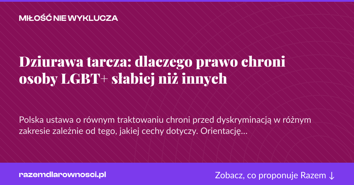 Karta social do udostępnienia: Dziurawa tarcza: dlaczego prawo chroni osoby LGBT+ słabiej niż innych